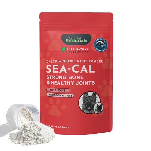 Animal Essentials Sea-Cal - Pure Seaweed Calcium Powder for Dogs with Magnesium Joint Supplement for Dogs & Cats for Healthy Bones & Teeth Joint Health Vegan Icelandic Seaweed Calcium - 12 oz