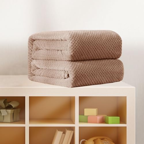 毛布 ふわとろ毛布 もこもこブランケット 45 x 220 cm マイクロファイバー柔らかく肌触りフランネル洗える静電防止四季適用寝室用ソァー, カーキ色