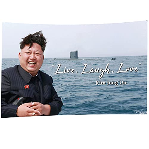 ENMOON Kim Jong Un Flag with Old Saying Live Laugh Love kim Jung Un Tapestryï¼ˆ3x5ft, Vivid Color Durable Polyester Banner with Brass Grommets for College Dorm