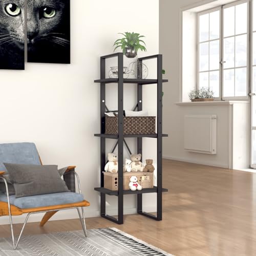 Cinyiqo Estantería de 3 Niveles Madera contrachapada Gris 40x30x105 cm, Libreria Estanteria, Muebles Auxiliares, Estanterias Almacenaje, Mueble Almacenaje, Mueble Organizador - 806489
