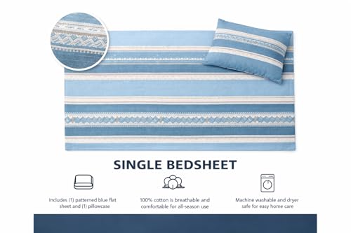 Image of AAZEEM Microfibre Single Bedsheet 100% Microfibre Full Size Sheets Set, Soft & Comfy, Bedsheet & Pillowcases Sets, Machine wash | Bedsheet Size 60 X 90 Inches Pillow - 17 X 27 |