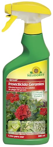 Neudorff Spruzit Insecticida Geranios – Spray listo para usar elimina huevos, larvas y adultos de plagas del geranio como oruga, daño en tallo y mosca blanca, 500 ml