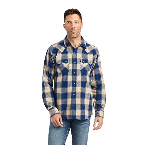 Ariat 10042363 MNS Howie Retro SNP LS SHRT WHT PPPR