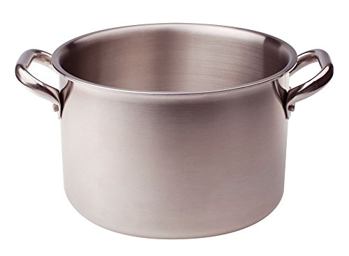 Pentole Agnelli ALIX104ALIN20 Casseruola Alta con 2 Maniglie in acciaio, Trilaminato Alluminio-Acciaio per induzione, 20 cm