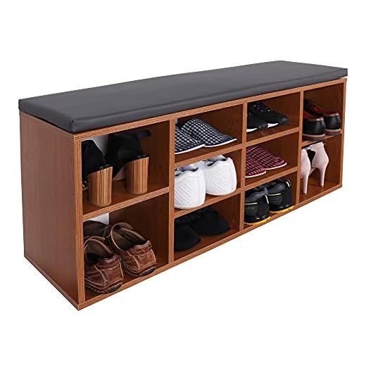 RICOO WM033-ER-A Banco Zapatero 104x49x30cm Armario Interior con Asiento Organizador Zapatos Mueble recibidor Perchero Madera Roble rústico