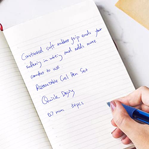 Feela 30 Pack Retractable Blue Ink Gel Pens Set Medium Point 15 Piece Fine Point Gel Pen With 15 Refills For Smooth Writing #TOP5