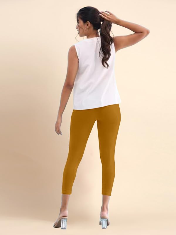 Image of TRENDMALLS Women's Microfiber Elastane Stretch Soft Cropped Leggings with Ultrasoft Waistband for Women