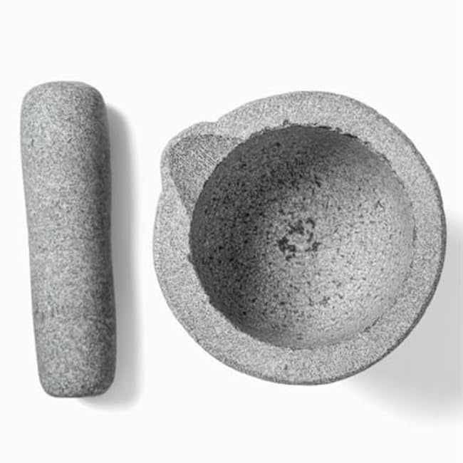 QUQUQ Mortar and Pestle Set Stone Mortar Garlic Pounder Garlic Press Mortar with Mouth Stone Grinder Pestle Set Seasoning Spice Tools