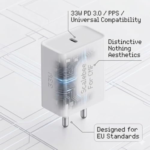 Image of Scalebee CMF Original 33W Type C Quick Power Charger Adapter with Cable | Compatible with CMF by Nothing Phone 4a|4a Pro|3|3a Lite|3a Pro|2a|2a Plus|2|CMF 2 Pro|1