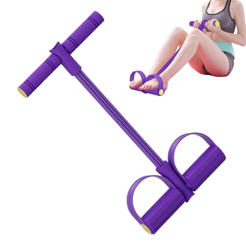 ペダル付き抵抗バンド ハンドル付き - 4本チューブ付きペダルアンクルプラー エクササイズバンド | 全身トレーニング器具 ストレッチロープ アーム レッグ ショルダー バック シットアップ用