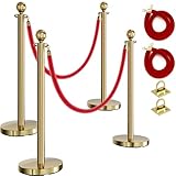 YITAHOME Red Carpet Ropes and Poles, Stanchions and Velvet Ropes, Gold Stanchions with Red Rope for Party Wedding Museum, 40', 4 Pack
