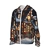 OAZCVBNN Christmas Village House 4 Print Sun Protection Hoodie For Adults Hooded Shirt Breathable Quick-Dry Outdoor Running Black #4