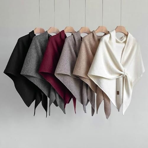 Women’s Solid Color Shawl, Wool Blend Triangle Scarf, Pashmina Shawl Wraps for All Seasons, Lightweight Soft3
