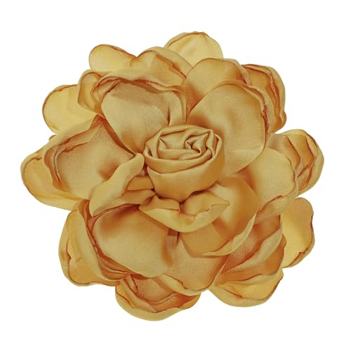 Image of Fabric Rose Flower Brooch Pin 4 Inch Large Handmade Satin Floral Lapel Pin for Women Girls Wedding Party Dance Dress Clothes Decoration