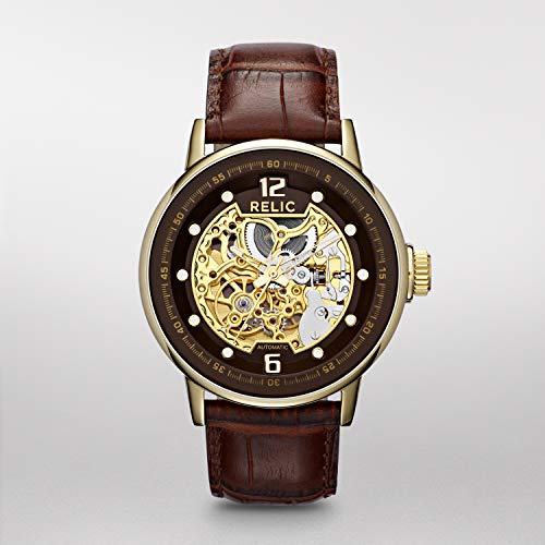 Relic Men's Damon Automatic Self-Winding Stainless Steel Skeleton Dial Watch #TOP3