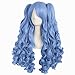 MapofBeauty 28 Inch/70cm Lolita Long Curly 2 Ponytails Clip on Cosplay Wig (Periwinkle)
