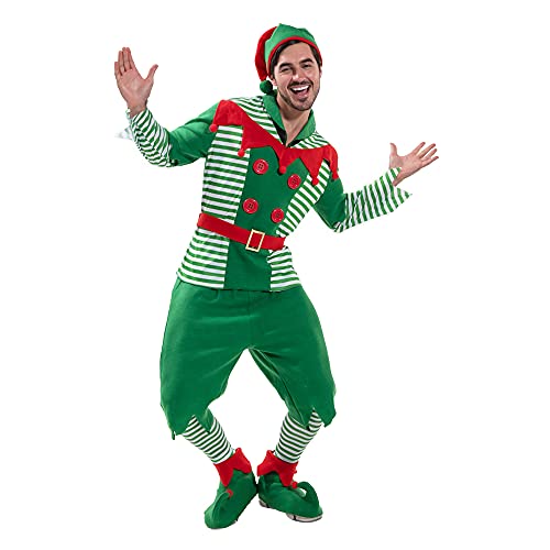 EraSpooky Disfraz de Elfo Hombre Navidad Papá Noel Ayudante Disfr...
