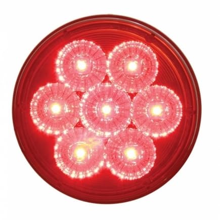 United Pacific 39924 - Brake/Tail/Turn Signal Light - 7 Led 4" Reflector, Red Led/Red Lens