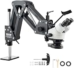 VEVOR Multi-Directional Microscope with Spring Bracket, 7X-45X Magnification Jewelry Microscope, Micro Jewelry Inlaid Stand with Integrated USB Ring LED Light, Jewelers Microscope for Jewelry Inlay