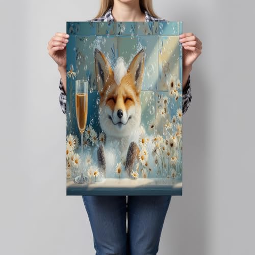 Peinture sur toile renard au bain pour apporter de la douceur et du bonheur à la maison