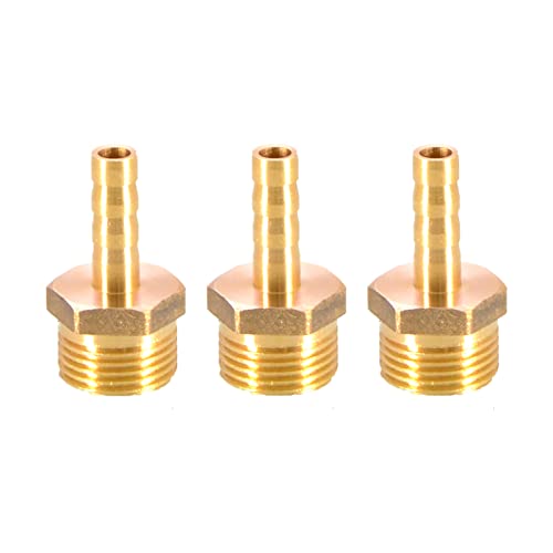 Lot de 3 raccords de tuyau cannelés en laiton coupleur connecteur 6 mm vers 3/8 filetage mâle BSP raccord de mamelon de tuyau adaptateur de tuyau