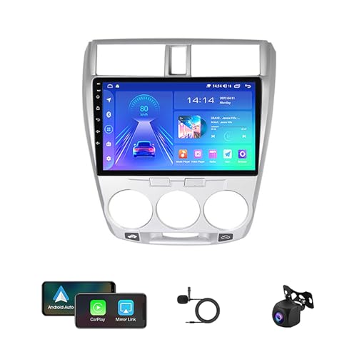Android 12 Autoradio Stereo GPS-navigatie Ultradunne mainframe voor Honda City 2008-2013 9 "IPS Touchscreen Autonavigatie Video Met Wifi Bluetooth Spiegel Link USB Back-up Camera (Color : A1 WIFI 4-C