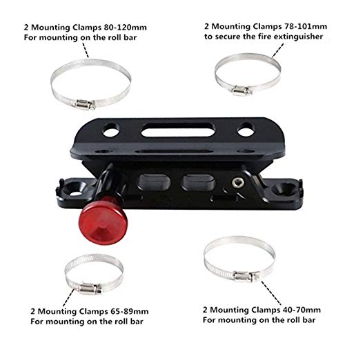 KOLEMO Upgrade Aluminum Quick Release Adjustable Roll Bar Fire Extinguisher Mount Holder with 8 Clamps for Jeep Wrangler UTV RZR Home and Office etc