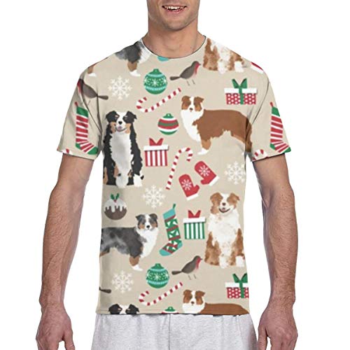 Preisvergleich Produktbild Australian Shepherds Herren Baumwolle T-Shirt mit Rundhalsausschnitt Unterhemd