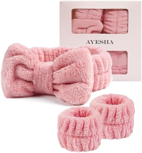 Ayesha Spa Headband and Wristband Set for Washing Face Skincare Makeup