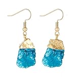 VNVFJKLO Pendientes, Pendiente de Gota Irregular Cristal Cuarzo Natural, joyería Hecha a Mano for Mujer(Orange)