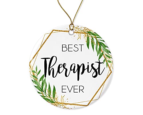WolfeDesignPDD Therapist Christmas Ornament - Christmas Ornament Gift for Therapist - World's Best Therapist - Best Therapist Ever - Therapist Gifts Printed on Both Sides