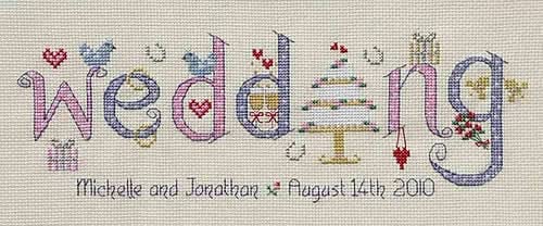 NIA Wedding Word Sampler Cross Stitch Kit