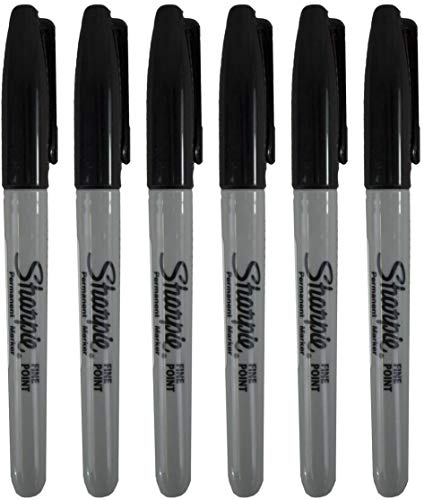 6 x Sharpie fine punto nero impermeabile