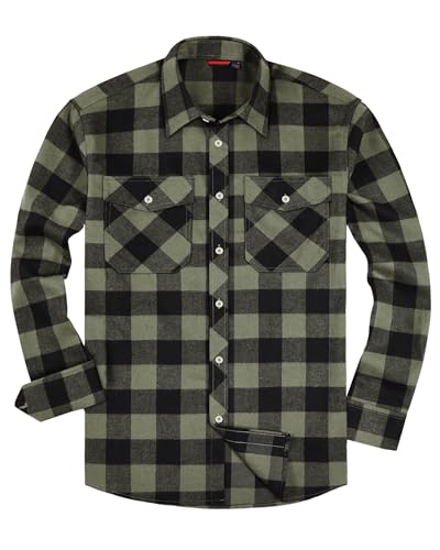 Image of Alimens & Gentle Men's Button Down Regular Fit Long Sleeve Plaid Flannel Casual Shirts