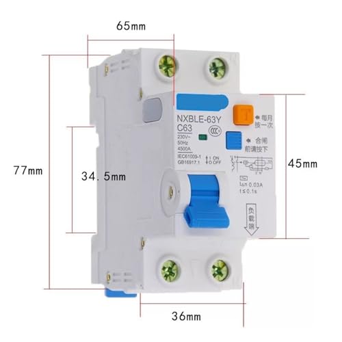 Disyuntor RCBO 6A corta fugas de 10mA al instante para evitar descargas eléctricas 2