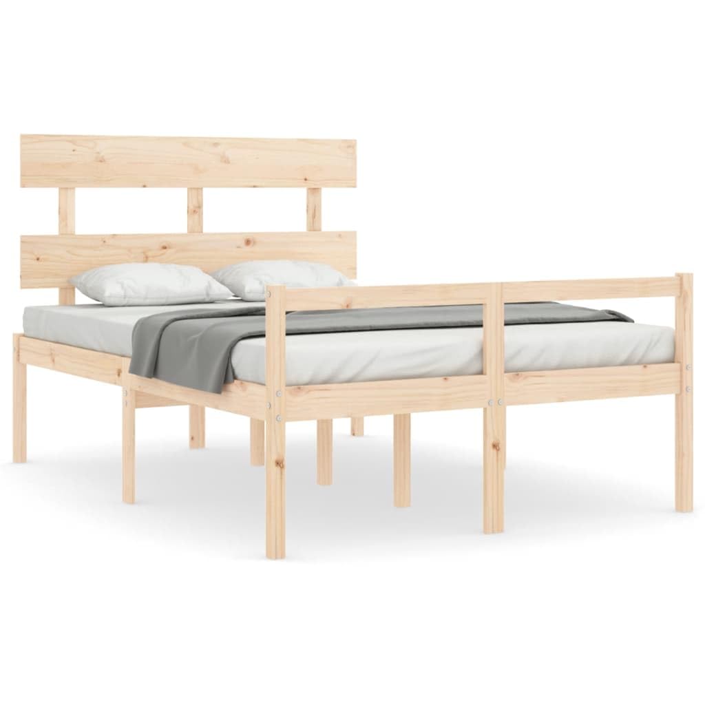 Massivholz Kiefer Seniorenfreundlich 45 cm Sitzhöhe Braun 140x190 cm | Seniorenbett Massivholz 140x190 cm mit Kopfteil und Stauraum Kiefer Bettgestell für Seniorengerecht