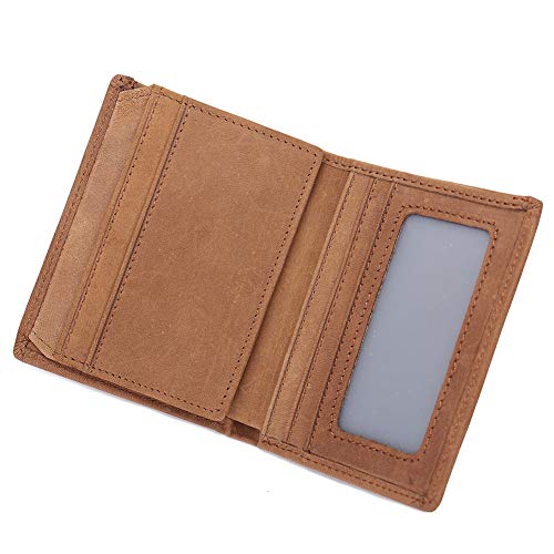 RFID Blocking Herren-Geldbörse aus Leder mit Vordertasche mit 2 Sichtfenstern für Identitätsdiebe, Hellbraun Cover
