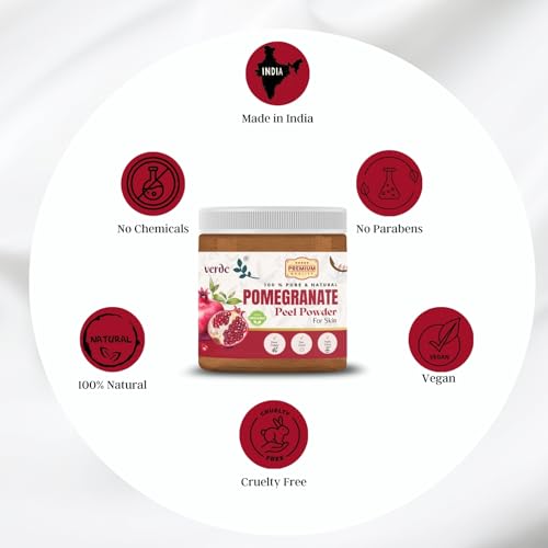 Image of 100% Pure & Natural Pomegranate Peel Powder for Face / Anar peel - Facepack for Scars, Acne, Wrinkles - All Skin Types - (100 GM)