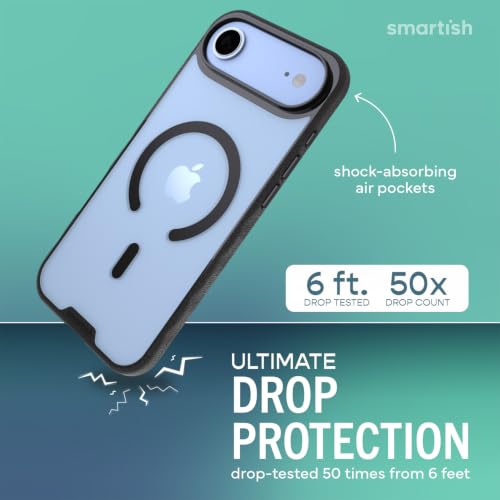 Image of Smartish iPhone Air MagSafe Clear Case - Gripmunk Magnetic Slim Case [Lightweight + Protective] Anti-Yellowing Thin Grip Clear Cover for Apple iPhone Air - Clearly Black