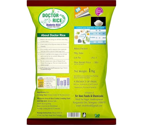 Doctor Pinoca Rice DOCTOR RICE - DIABETIC RICE - SUGAR FREE RICE - 1kg (PACK OF 5) - Price ...