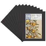 Golden State Art, Pack of 10, 11x14 Black Picture Mats with White Core Bevel Edge for 8x12 Pictures - 4 Ply Thickness