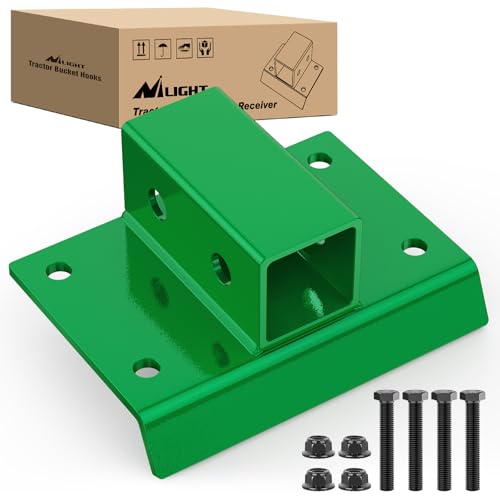 Image of Nilight Bolt on Tractor Bucket 2 inch Towing Receiver Adapter 5 /8 inchPin Hole Class 3 Trailer Hitch 12000 LBS Work Well for Tractor Buckets Green