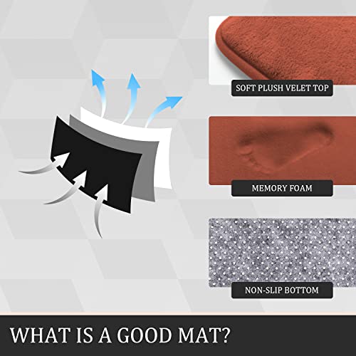Image of YIHOUSE Memory Foam Bath Mat Set, Super Absorbent Non-Slip & Washable Bath Mats - Dry Quickly, Autumn Glaze Bathroom Rugs