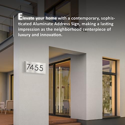 Sassy Squirrel Ink Personalized Illuminated Aluminum House Sign - Integrated Lighting - Dawn To Dusk Sensor - Street Address Numbers - Reflective - Optional Solar Panel Add-On - Silver - Vertical #TOP5