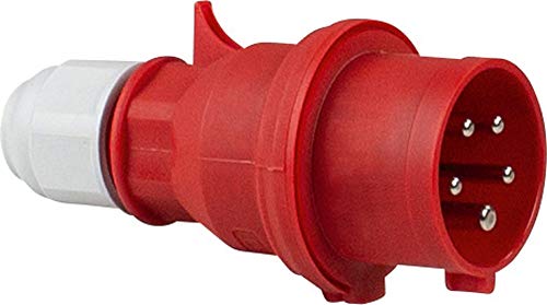 as - Schwabe CEE Stecker 400V/16A/5-polig - Starkstrom Stecker mit Schraubanschlüssen - Stromstecker Schlagfest - Zugentlastung - Spritzwassergeschützt IP44 - Made in Germany - Rot, 61420