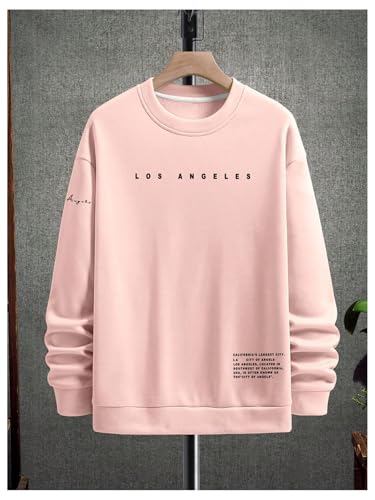 GORGLITTER Men's Crewneck Sweatshirt Letter Graphic Oversized Long Sleeve Drop Shoulder Fall Casual Pullover Top2