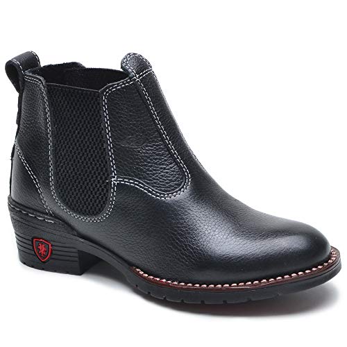 Bota Infantil Botina Kids Couro Legítimo Country Menino Peão (36, Preto)