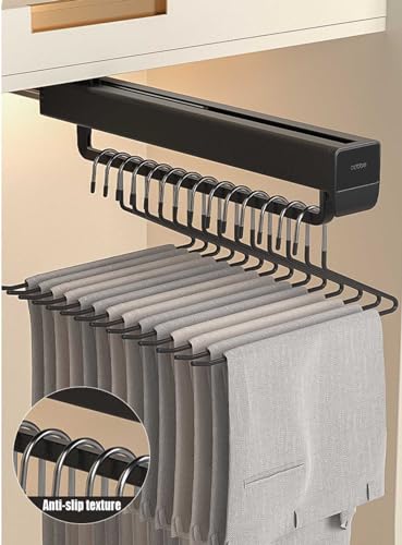Barra de armario extensible de 32 a 62 cm y perchero extractor negro 5