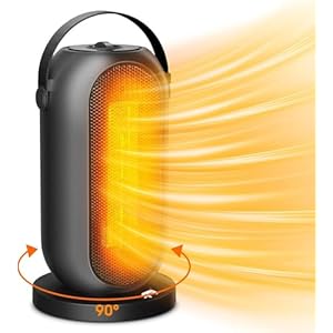 Keramische Kachel Badkamer 1500W Ventilatorkachel 6 Warmtestanden Heater Electric Fan,90° Roteren, Ingebouwde Bescherming Tegen Oververhitting en Kanteling voor Badkamer Kantoor en Slaapkamer Zwart