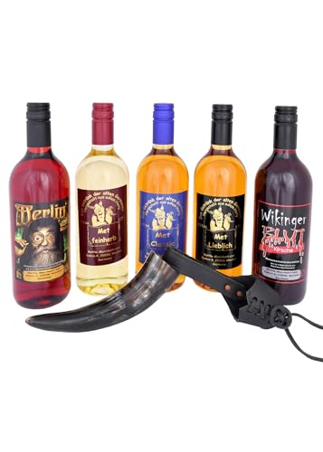 Battle-Merchant - Met Probier-Paket - 5 Flaschen inkl. Trinkhorn & Halter